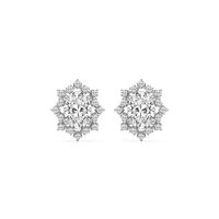 Framed Round Cut Lab Grown Diamond Stud Earrings