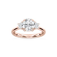 Double Prong Round Three Stone Engagement Ring