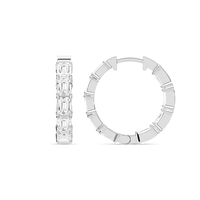 Emerald Cut Lab Grown Diamond Hoop Earrings