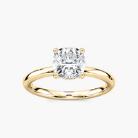 Delicate Four-Prong Cushion Cut Solitaire Engagement Ring