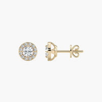 Classic Round Cut Halo Lab Grown Diamond Stud Earrings