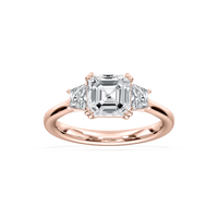 Double Prong Asscher Cut Three Stone Engagement Ring