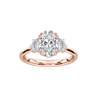 Double Prong Oval Three Stone Engagement Ring