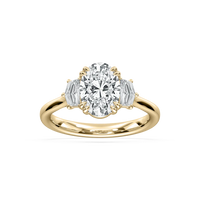 Double Prong Oval Three Stone Engagement Ring