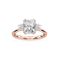 Double Prong Radiant Cut Three Stone Engagement Ring