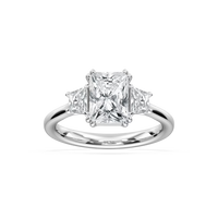 Double Prong Radiant Cut Three Stone Engagement Ring