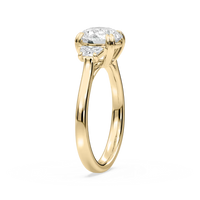 Double Prong Round Three Stone Engagement Ring