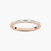 Round and Baguette Shared Prong Wedding Band