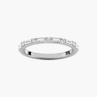 Round and Baguette Shared Prong Wedding Band