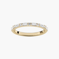 Round and Baguette Shared Prong Wedding Band
