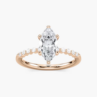 Marquise Cut Shared Prong Side Stone Engagement Ring