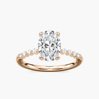 Oval Cut Shared Prong Side Stone Engagement Ring