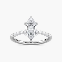 Marquise Cut Shared Prong Side Stone Engagement Ring