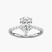 Pear Shaped Shared Prong Side Stone Engagement Ring