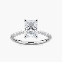 Radiant Cut Shared Prong Side Stone Engagement Ring
