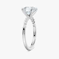 Round Cut Shared Prong Side Stone Engagement Ring