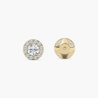 Classic Round Cut Halo Lab Grown Diamond Stud Earrings