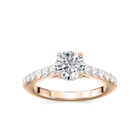 Round Shared Prong Engagement Ring with Hidden Halo