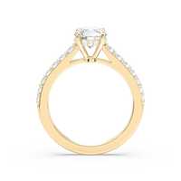 Round Shared Prong Engagement Ring with Hidden Halo