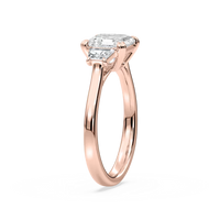 Double Prong Asscher Cut Three Stone Engagement Ring