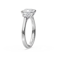 Double Prong Asscher Cut Three Stone Engagement Ring