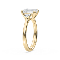 Double Prong Emerald Cut Three Stone Engagement Ring
