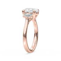 Double Prong Oval Three Stone Engagement Ring