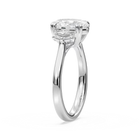 Double Prong Oval Three Stone Engagement Ring