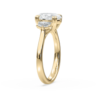 Double Prong Oval Three Stone Engagement Ring