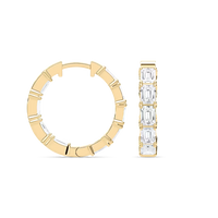 Emerald Cut Lab Grown Diamond Hoop Earrings