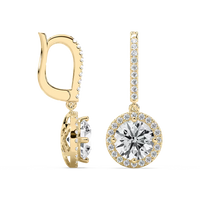 Round Cut Halo Lab Grown Diamond Drop Earrings