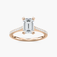 Pavé Set Emerald Cut Engagement Ring