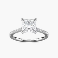 Pavé Set Princess Cut Engagement Ring