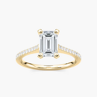 Pavé Set Emerald Cut Engagement Ring