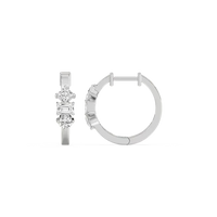 Three Stone Multi Shape Lab Grown Diamond Hoop Earrings