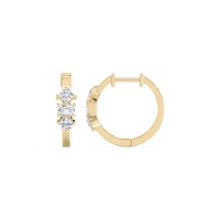 Three Stone Multi Shape Lab Grown Diamond Hoop Earrings