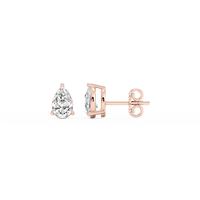 Three Prong Pear Lab Grown Diamond Stud Earrings