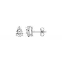 Three Prong Pear Lab Grown Diamond Stud Earrings