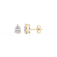 Three Prong Pear Lab Grown Diamond Stud Earrings
