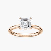 Delicate Four-Prong Asscher Cut Solitaire Engagement Ring