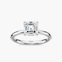 Delicate Four-Prong Asscher Cut Solitaire Engagement Ring