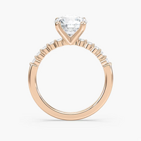 Round Cut Shared Prong Side Stone Engagement Ring