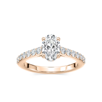 Oval Shared Prong Engagement Ring with Hidden Halo