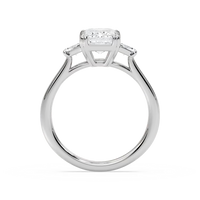 Double Prong Emerald Cut Three Stone Engagement Ring