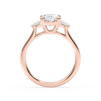 Double Prong Oval Three Stone Engagement Ring