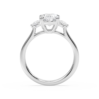 Double Prong Oval Three Stone Engagement Ring
