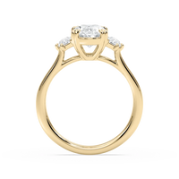Double Prong Oval Three Stone Engagement Ring
