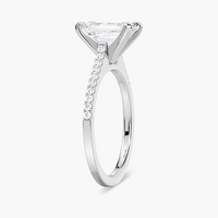 Pavé Set Emerald Cut Engagement Ring