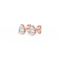 Three Prong Pear Lab Grown Diamond Stud Earrings