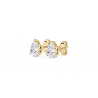 Three Prong Pear Lab Grown Diamond Stud Earrings